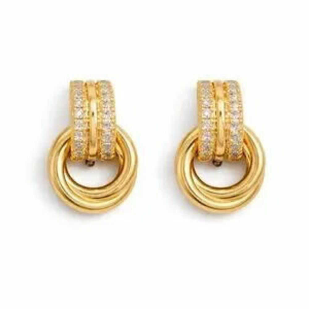 Gold Pave Mini Knot Earrings (9707)